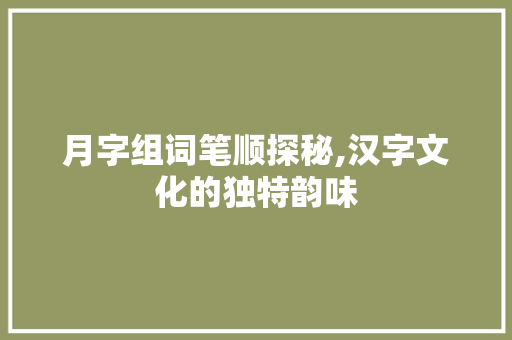 月字组词笔顺探秘,汉字文化的独特韵味