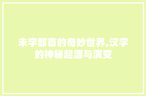 未字部首的奇妙世界,汉字的神秘起源与演变