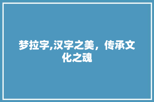 梦拉字,汉字之美，传承文化之魂