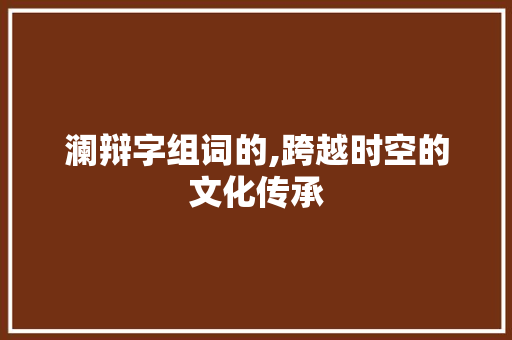 澜辩字组词的,跨越时空的文化传承 成语大全