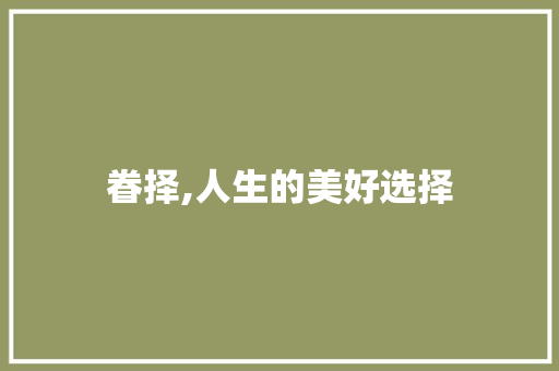 眷择,人生的美好选择 合同范本