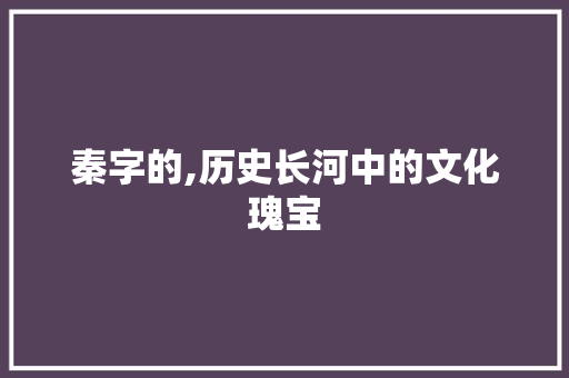 秦字的,历史长河中的文化瑰宝 工作总结