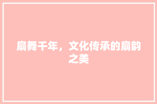 扇舞千年，文化传承的扇韵之美