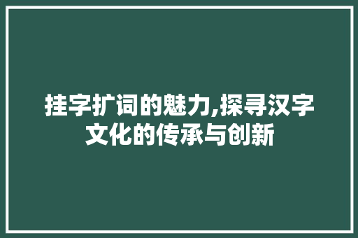 挂字扩词的魅力,探寻汉字文化的传承与创新