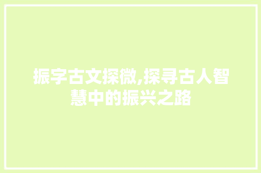 振字古文探微,探寻古人智慧中的振兴之路