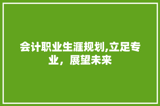 会计职业生涯规划,立足专业，展望未来