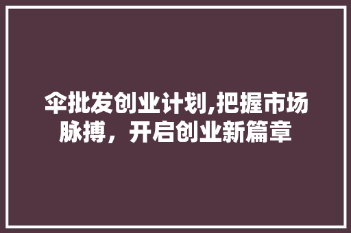 伞批发创业计划,把握市场脉搏，开启创业新篇章