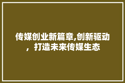 传媒创业新篇章,创新驱动，打造未来传媒生态
