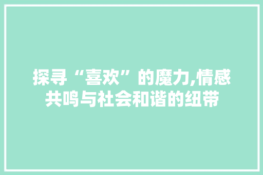 探寻“喜欢”的魔力,情感共鸣与社会和谐的纽带