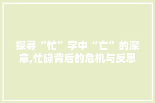 探寻“忙”字中“亡”的深意,忙碌背后的危机与反思