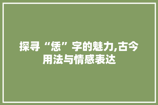 探寻“恁”字的魅力,古今用法与情感表达