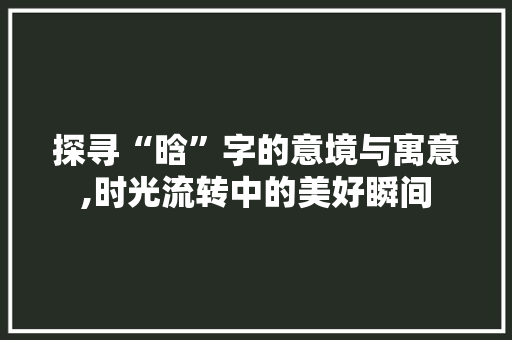 探寻“晗”字的意境与寓意,时光流转中的美好瞬间 合同范本