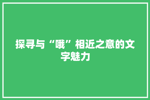 探寻与“哦”相近之意的文字魅力