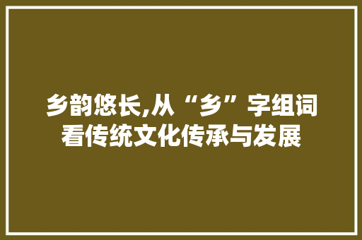 乡韵悠长,从“乡”字组词看传统文化传承与发展