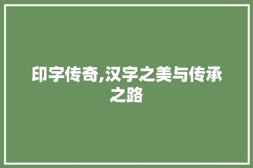 印字传奇,汉字之美与传承之路