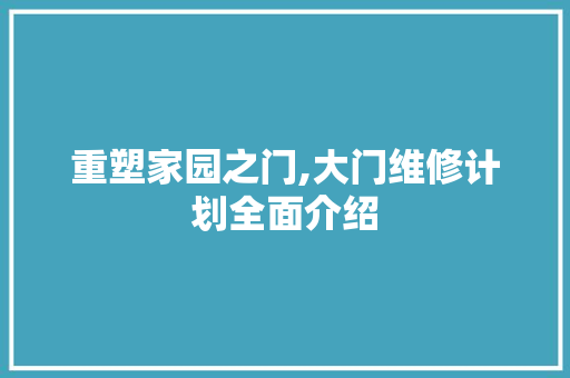 重塑家园之门,大门维修计划全面介绍