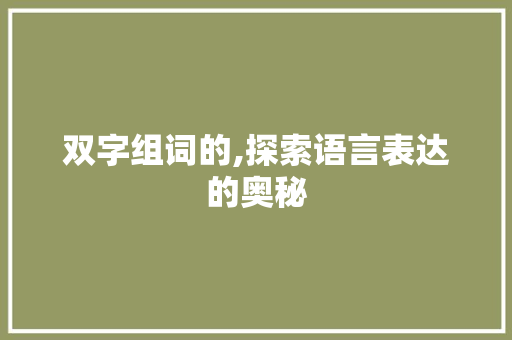 双字组词的,探索语言表达的奥秘