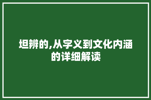 坦辨的,从字义到文化内涵的详细解读