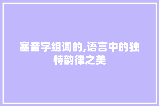 塞音字组词的,语言中的独特韵律之美