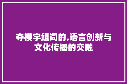 夺模字组词的,语言创新与文化传播的交融