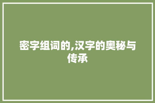 密字组词的,汉字的奥秘与传承 工作计划