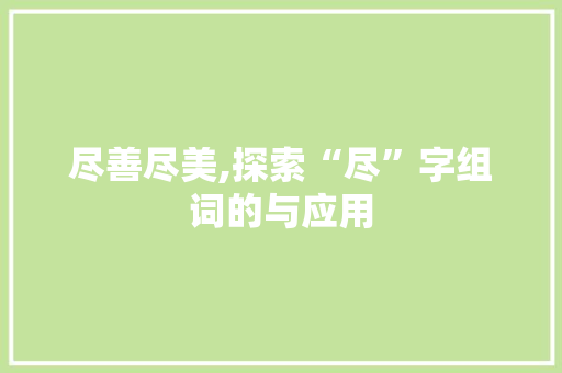 尽善尽美,探索“尽”字组词的与应用