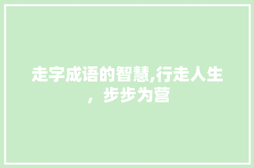 走字成语的智慧,行走人生，步步为营