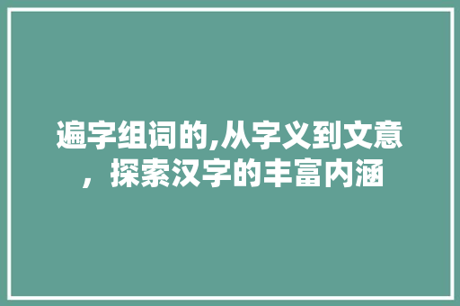 遍字组词的,从字义到文意，探索汉字的丰富内涵 演讲稿