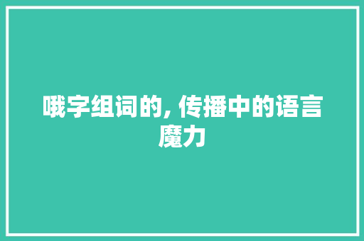 哦字组词的, 传播中的语言魔力 个人简历