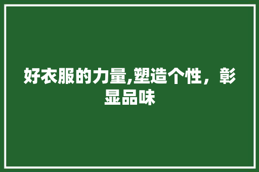 好衣服的力量,塑造个性，彰显品味 合同范本