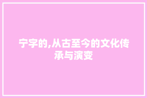 宁字的,从古至今的文化传承与演变