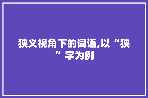 狭义视角下的词语,以“狭”字为例