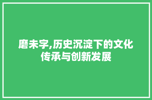 磨未字,历史沉淀下的文化传承与创新发展 演讲稿