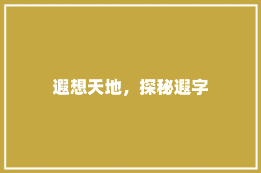 遐想天地，探秘遐字 工作总结