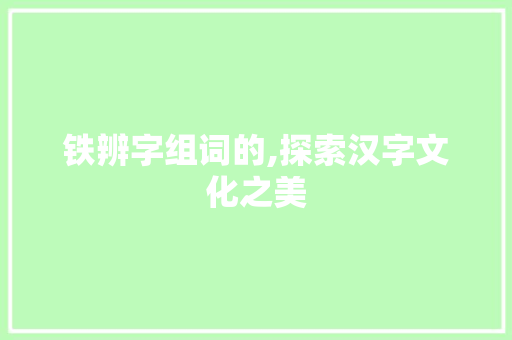 铁辨字组词的,探索汉字文化之美 工作总结