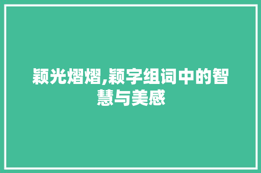 颖光熠熠,颖字组词中的智慧与美感