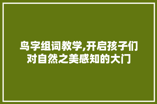 鸟字组词教学,开启孩子们对自然之美感知的大门