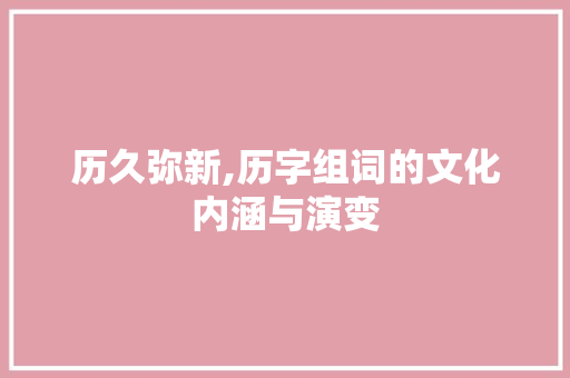 历久弥新,历字组词的文化内涵与演变 工作计划