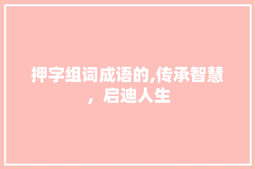 押字组词成语的,传承智慧，启迪人生