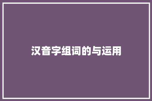 汉音字组词的与运用