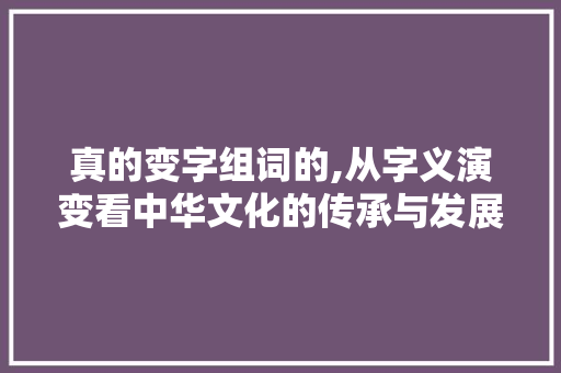 真的变字组词的,从字义演变看中华文化的传承与发展