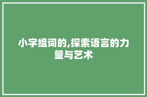 小字组词的,探索语言的力量与艺术