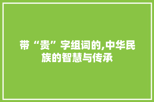 带“贵”字组词的,中华民族的智慧与传承