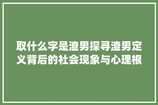 取什么字是渣男探寻渣男定义背后的社会现象与心理根源_取什么字是渣男的意思啊