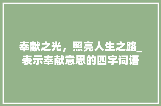 奉献之光，照亮人生之路_表示奉献意思的四字词语