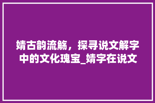 婧古韵流觞，探寻说文解字中的文化瑰宝_婧字在说文解字中的意思 成语大全