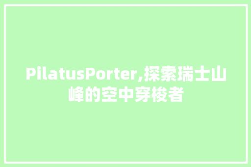 PilatusPorter,探索瑞士山峰的空中穿梭者