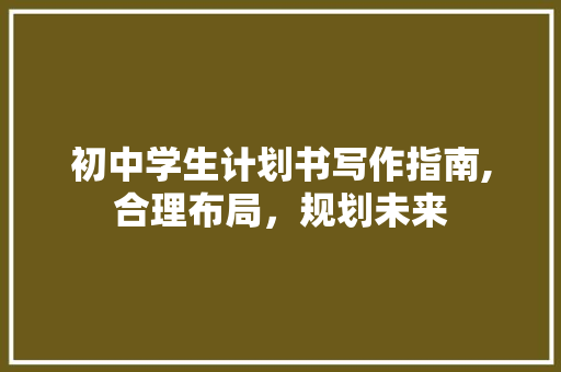 初中学生计划书写作指南,合理布局，规划未来