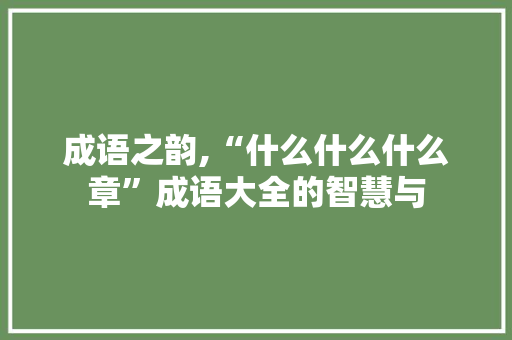 成语之韵,“什么什么什么章”成语大全的智慧与
