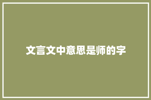 文言文中意思是师的字